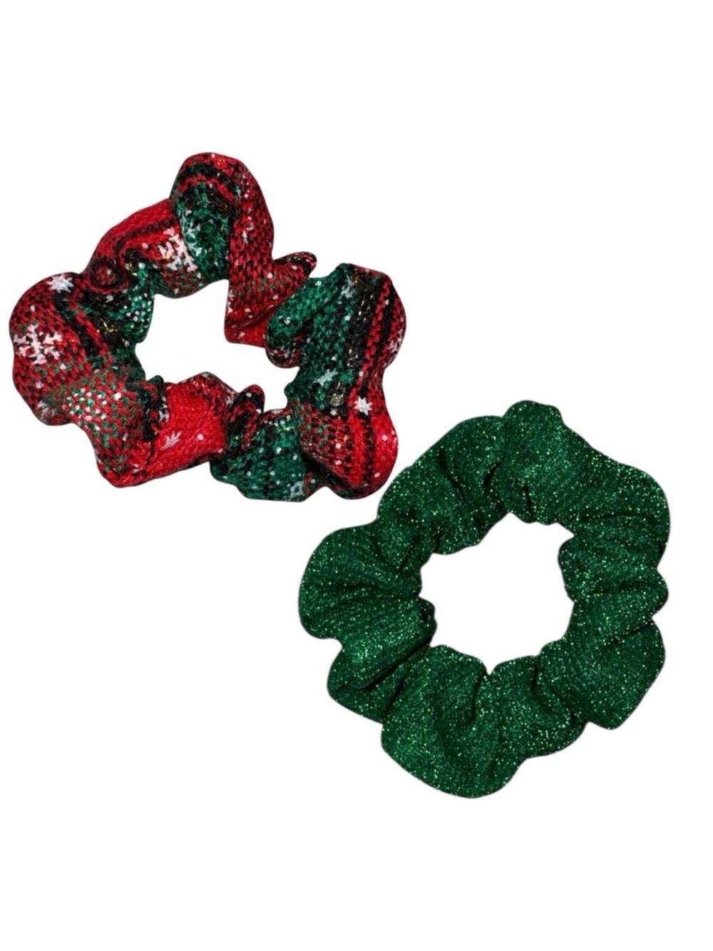 Festive Red & Green Holiday Scrunchie Set